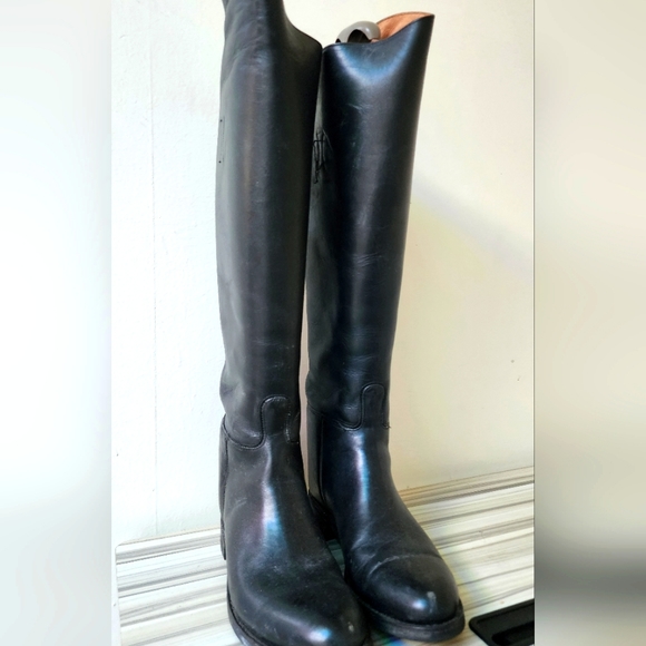 The Effingham Tall Balck Genuine Leather Riding Boots - Picture 1 of 4